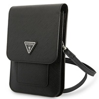 Guess PU Saffiano Triangle Phone Bag Black, removable strap