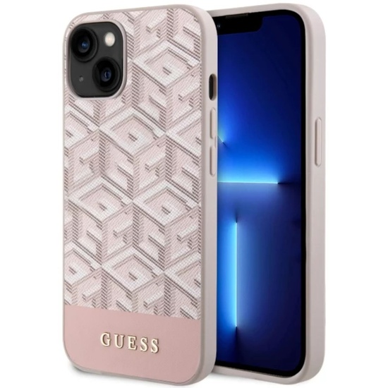Custodia Guess GCube Stripes MagSafe per iPhone 14 Rosa