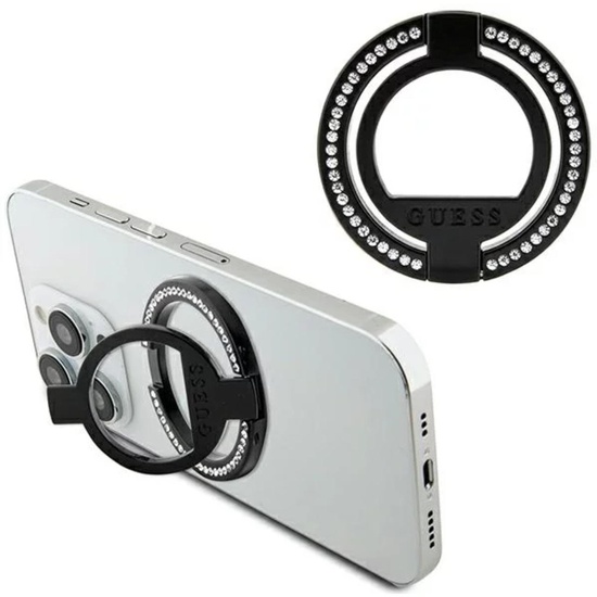 Guess Ring für Telefon Strasssteine MagSafe Schwarz