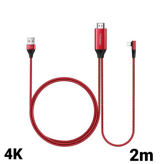 Kabel HDMI naar Lightning en USB Mcdodo Plug&Play Rood 2m