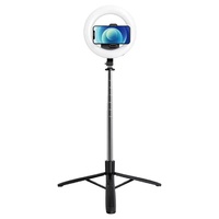 Lampada circolare Usams Light Ring con treppiede e porta telefono incluso, Nera