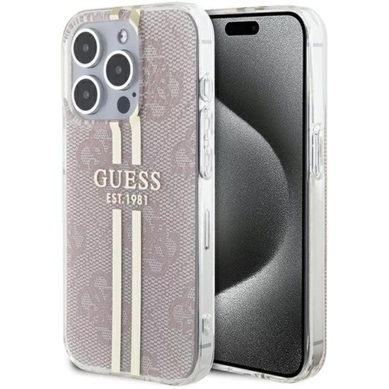 Custodia Guess 4G Gold Stripe iPhone 15 Pro Rosa
