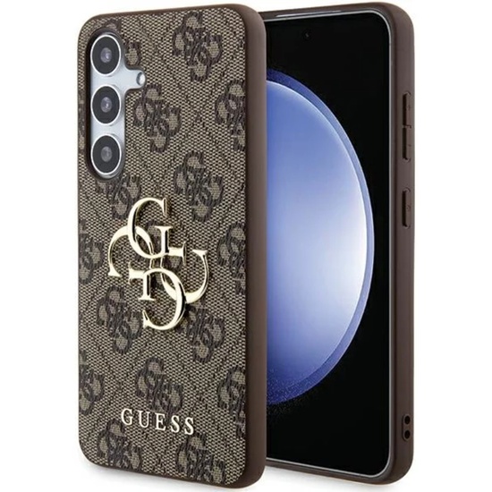 Custodia Guess PU 4G Logo in metallo Samsung Galaxy A35 5G Marrone