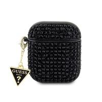 Custodia Guess Strass Triangolo Logo in metallo Airpods Generazione 1/2 Nera