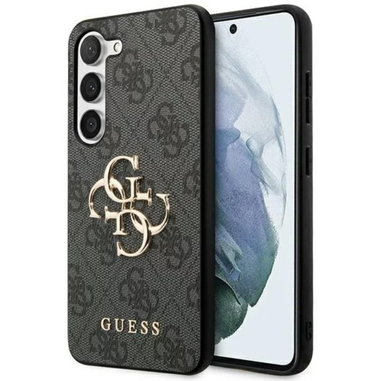 Custodia Guess PU 4G Logo in metallo Samsung Galaxy A35 5G Grigio