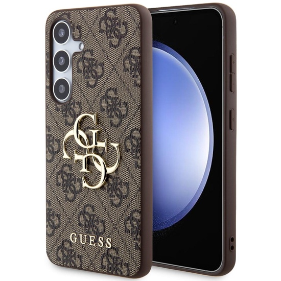 Custodia Guess PU 4G Logo in metallo Samsung Galaxy S24 Marrone