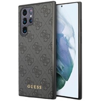 Guess Custodia 4G Metallo Oro Logo Samsung Galaxy S24 Ultra Nero