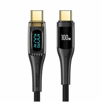 Cavo Usams Caricatore rapido digitale da tipo C a tipo C, PD, 100 W, 1,2 m, trasparente / nero