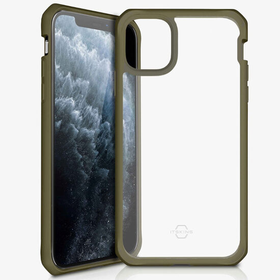 Cover iPhone 11 Pro Max IT Skins Hybrid Solid Kaki & Transparant (antishock)