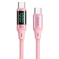 Cavo Mcdodo da tipo C a display digitale tipo C in silicone, ricarica rapida, 100 W, 1,2 m, rosa