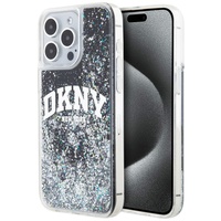 Custodia DKNY Liquid Glitter Logo grande per iPhone 14 Pro Max nera