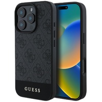 Custodia Guess 4G Stripe Logo iPhone 16 Pro Max Grigia