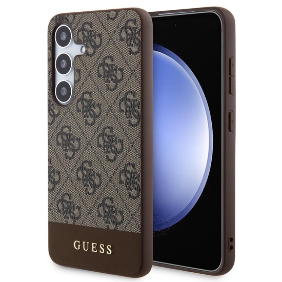 Custodia Guess 4G Stripe Logo Samsung Galaxy S24 Plus Marrone