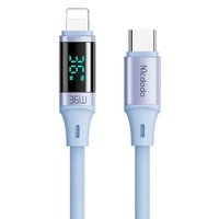 Cavo Mcdodo da tipo C a display digitale Lightning in silicone con ricarica rapida, 36 W, 1,2 m blu
