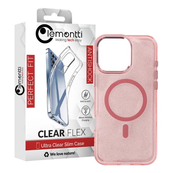 Custodia Lemontti Glitter MagSafe iPhone 16 Pro Max Rosa