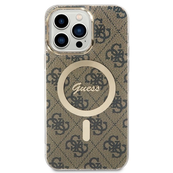 Guess Hülle 4G MagSafe iPhone 15 Pro Braun