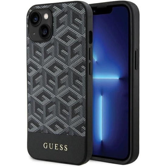 Custodia Guess GCube Stripes MagSafe per iPhone 15 / 14 / 13 Nero