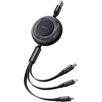 Cavo Mcdodo 3 in 1 da USB a Lightning, MicroUSB e Type-C Ricarica Super Veloce, 66W, 1,2m, Nero