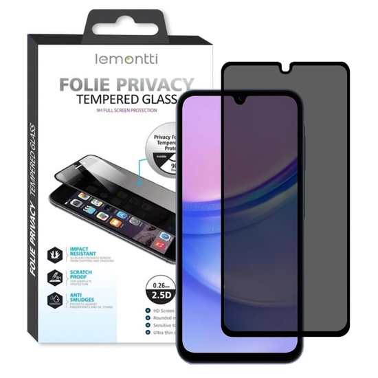 Lemontti Privacy Glass Folie Full Fit Samsung Galaxy A15 Nero