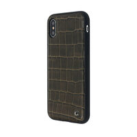 Custodia Occa Skin II Marrone per iPhone X / XS (pelle naturale, texture coccodrillo, bordi flessibili)