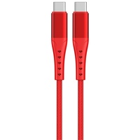 Lemontti Piegacavi in alluminio da tipo C a tipo C, ricarica rapida, PD 60 W, 1,2 m, rosso