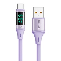 Cavo Mcdodo da USB a display digitale di tipo C in silicone con ricarica super veloce, 6 A, 1,2 m, viola