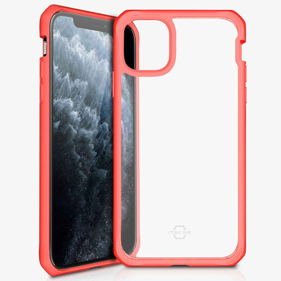 Coque iPhone 11 Pro IT Skins Hybride Solide Corail & Transparent (antishock)