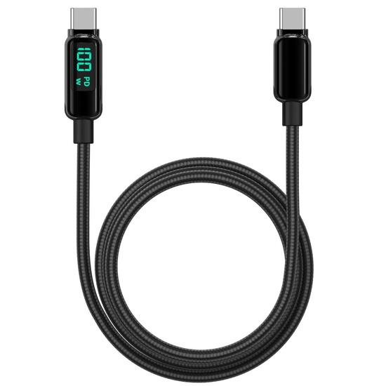 Lemontti Cable Screen Display digitale da tipo C a tipo C, ricarica rapida, 100 W, 2 m, nero