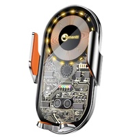 Supporto da Auto Lemontti con Ricarica Wireless, 15W, apertura automatica tramite sensore infrarosso, attacco per ventilazione, cavo Type-C incluso, Nero Trasparente