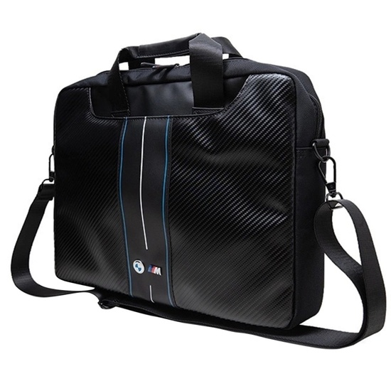 Borsa per laptop BMW da 16 pollici Carbon Blue Stripes Nero