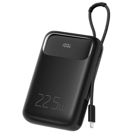  Externer Mcdodo-Akku mit digitalem Display, 10000 mAh, 22,5 W, Lightning-Kabel im Lieferumfang enthalten, Schwarz