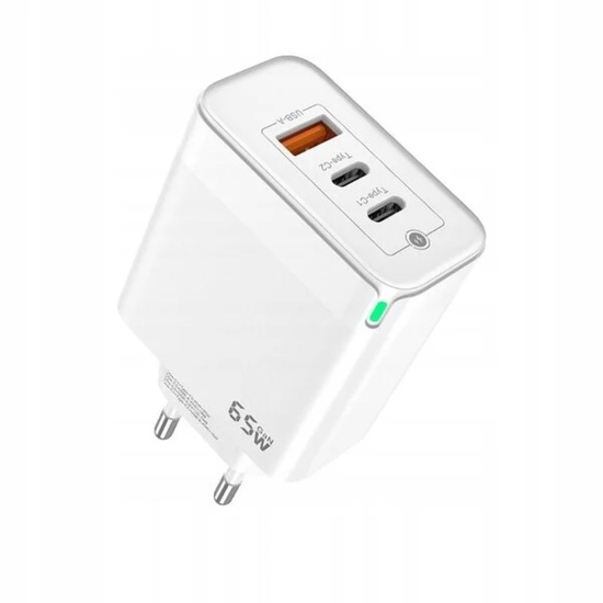 Prestico Netwerklader F28 2 x USB-C PD, 1 x USB QC, Snelladen, 65 W Wit