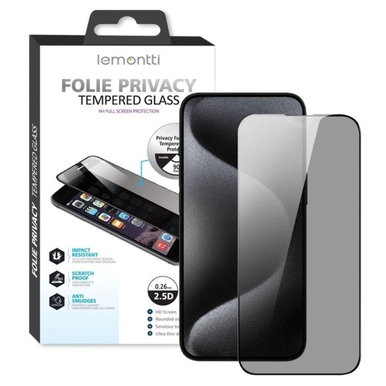 Lemontti Folie Glass Privacy Full Fit iPhone 16 Plus Black