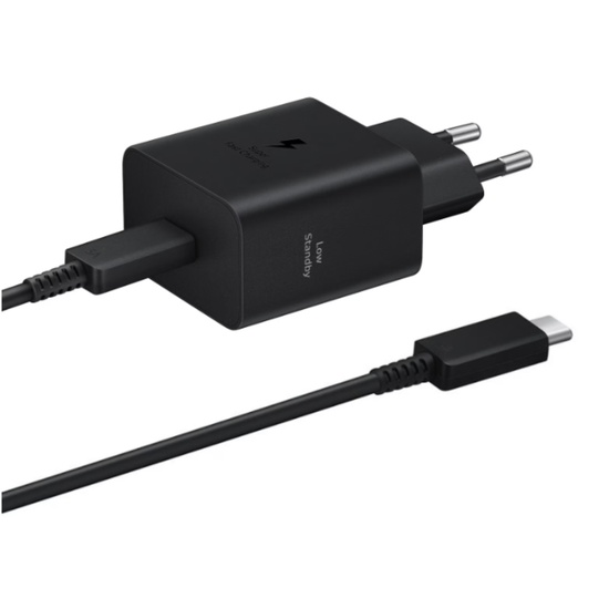 Samsung Original Netzwerk-Ladegerät, superschnelles Laden, USB-Typ-C-Anschluss, Low Standby, 45 W, Typ C – Typ-C-Kabel (5 A) im Lieferumfang enthalten, 1,8 m, Schwarz