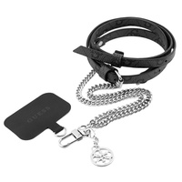 Guess Crossbody Phone Strap Popruh PU 4G Catena e ciondolo Nero, lunghezza 150 cm