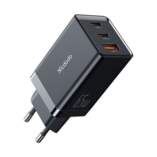 Ladegerät Mcdodo GaN 5 Mini Schnellladung 65 W Dual Typ-C + USB-Stecker EU Schwarz