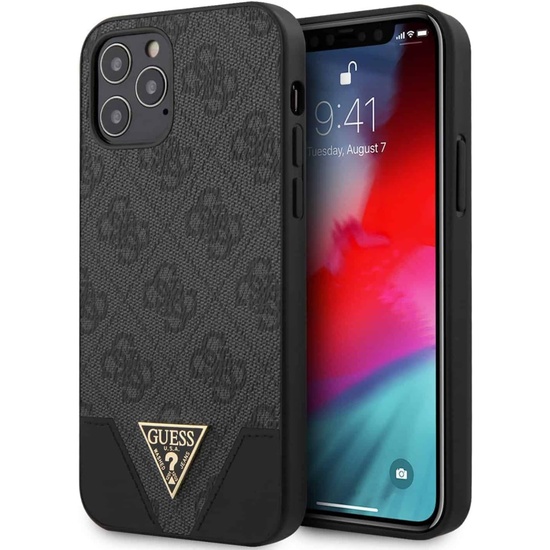 Custodia Guess 4G Triangolo Logo iPhone 12 Pro Max Grigia
