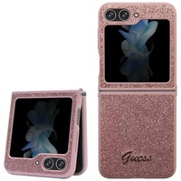 Custodia Guess in TPU Glitter Flakes Logo in Metallo Samsung Galaxy Z Flip5 Rosa