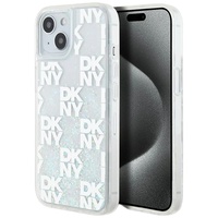 Custodia DKNY Liquid Glitter Multilogo iPhone 15/14/13 Bianca