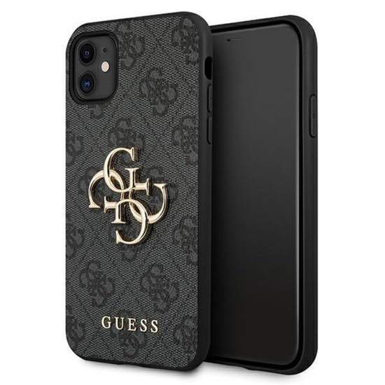 Guess Case PU 4G Metal Logo iPhone 11 Gray
