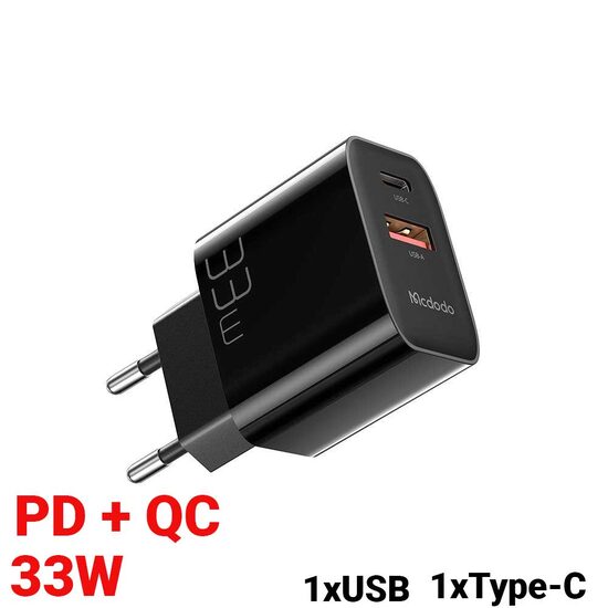 Mcdodo Netzwerkladegerät Dual USB PD+QC 33W Schwarz
