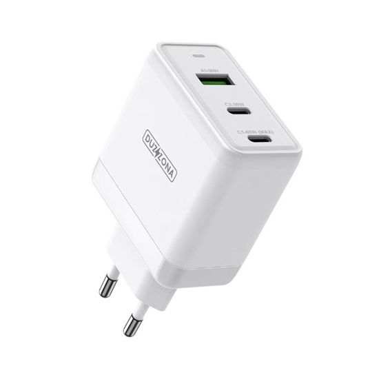 Duzzona Network Charger GaN Fast Charging USB, 2x Type-C, 65W White