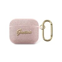 Custodia Airpods 3 Guess Saffiano Logo in metallo Rosa