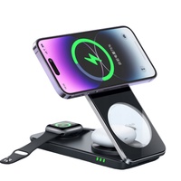 Mcdodo Caricabatterie Wireless Pieghevole 3in 1 Mangetic, per telefono/TWS/Apple Watch, 15W, Nero