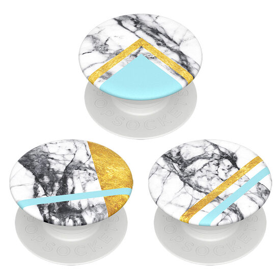 Popsockets PopMinis Stand selbstklebend White Marble Glam (enthält 3 Mini-Zubehörteile)