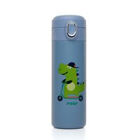 Borraccia con cannuccia in silicone per bambini, acciaio inossidabile, 350ml, blu, Reer 90103
