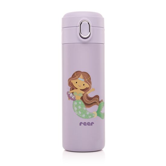 Trinkflasche mit Silikonstrohhalm für Kinder, Edelstahl, 350ml, lila, Reer 90104