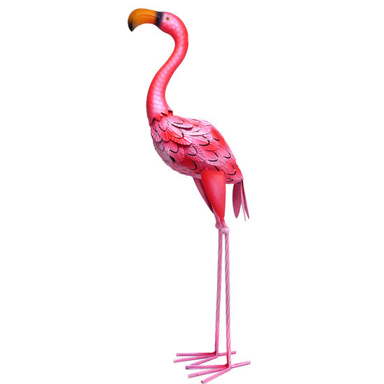 Garden decoration, metallic, flamingo, 14x24x65 cm