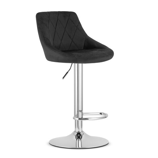 Sedia da cucina/bar, Artool, Kast, girevole, velluto, nero e argento, 45,5x49x85-105 cm