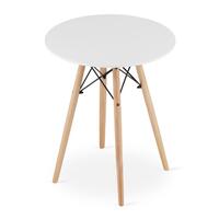 Tavolo in stile scandinavo, Artool, rotondo, MDF e legno, bianco, 60x72 cm